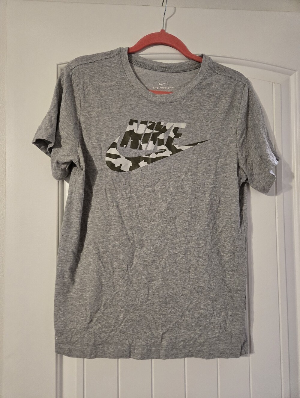 Nike Gray Short-Sleeve Tee with Camouflage Swoosh